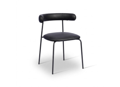 Zwarte roestvrijstalen stoel kunstlederen stoelen Eenzitter eetkamermeubilair.