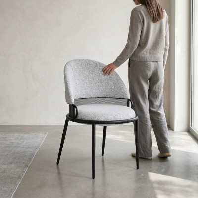 Witte eetkamerstoel Luxe stoelen Bekleding Eenzitter Textiel Stijl Meubels