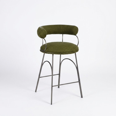Olijfgroene barkruk Luxe fauteuil Designer stoel Beklede meubels