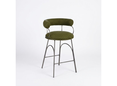 Olijfgroene barkruk Luxe fauteuil Designer stoel Beklede meubels