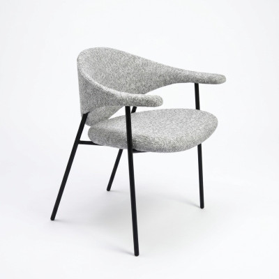 Moderne grijze eetkamerstoel met armleuningen, eenpersoons gestoffeerde stoelen.