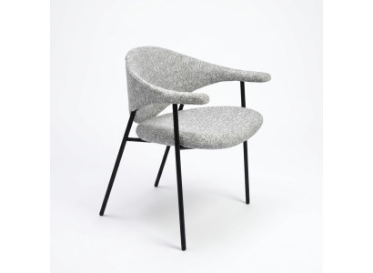 Moderne grijze eetkamerstoel met armleuningen, eenpersoons gestoffeerde stoelen.