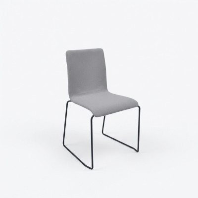 Grijze eenzitter met roestvrijstalen poten Ontwerperstoelen Eetkamermeubels Nieuw