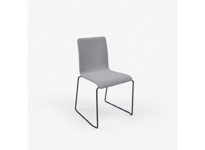 Grijze eenzitter met roestvrijstalen poten Ontwerperstoelen Eetkamermeubels Nieuw