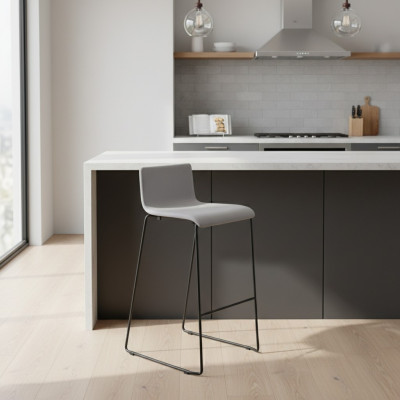 Hoge grijze barkruk luxe stoelen gestoffeerd ontwerp meubels stijl.