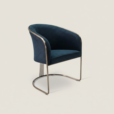 Blauwe RVS fauteuil Luxe eenzitter gestoffeerde stoel met armleuningen Luie stoel