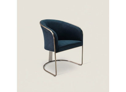 Blauwe RVS fauteuil Luxe eenzitter gestoffeerde stoel met armleuningen Luie stoel