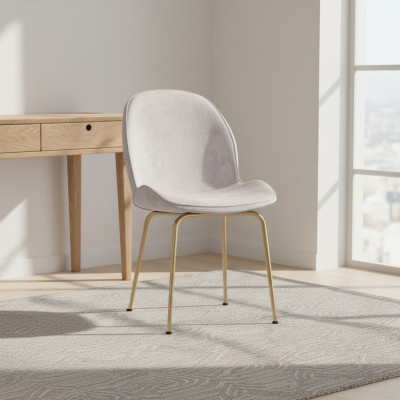 Lichtgrijze eetkamerstoel, ontwerper gestoffeerde stoelen, moderne eenzitters