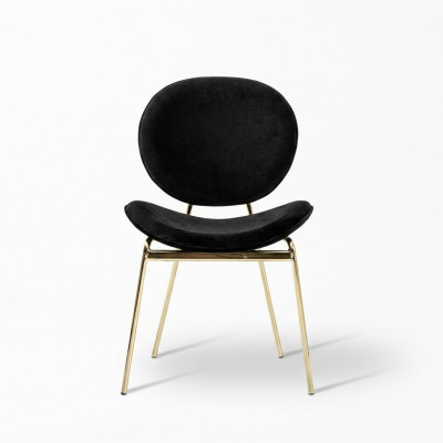 Zwarte designstoel met roestvrijstalen poten Moderne eetkamerstoelen