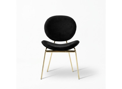 Zwarte designstoel met roestvrijstalen poten Moderne eetkamerstoelen