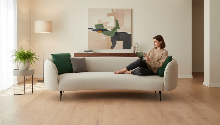 Ontwerper Witte driepersoons woonkamer 3-zitsbank Stoffen bank Nieuw