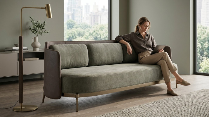 Moderne bank 3-zits woonkamer stoffen luxe bank 228cm stof