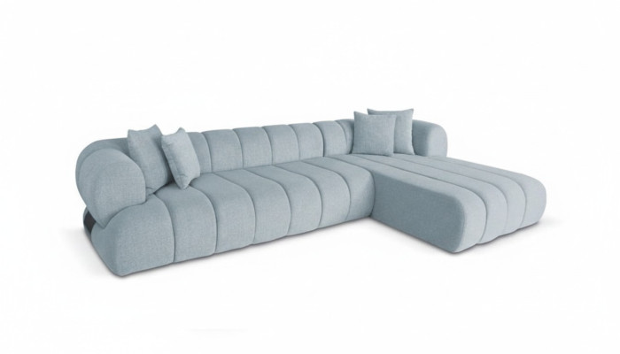 Grijze stoffen hoekbank L-vorm bank Designer gestoffeerd meubilair houten frame