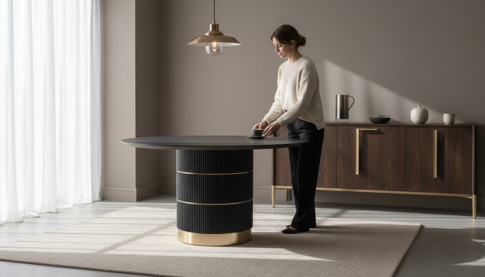 Tafels Ronde eettafel Luxe eetkamer meubels Ontwerper tafel Metalen poot