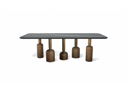 Ontwerper Grijze marmeren eettafel Metalen poten Luxe eetkamermeubels Nieuw