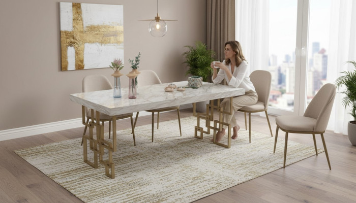 Ontwerper Witte Eettafel Eetkamer Meubels Elegante Marmeren Tafel Modern