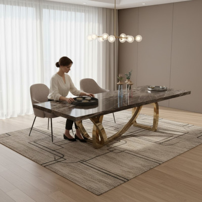 Grote elegante eettafel Eetkamer meubels Moderne ontwerp Stijlvol Nieuw