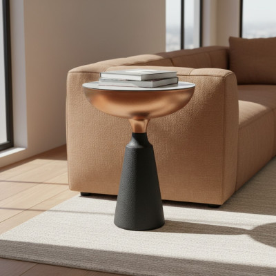 Stijlvolle Ronde Bijzettafel Designer Woonkamer Meubels met Glazen Blad