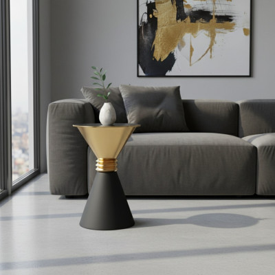 Ontwerper Ronde Roestvrijstalen Bijzettafel Met Moderne Luxe Glazen Blad