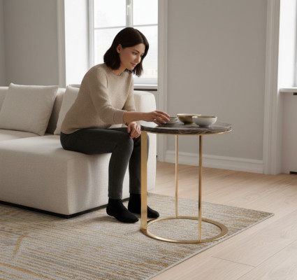 Ronde marmeren bijzettafel ontwerper salontafel woonkamertafel Nieuw