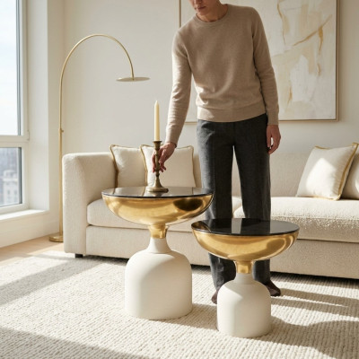 Ontwerper Roestvrijstalen Tafel Moderne Bijzettafel Woonkamer Luxe Meubels