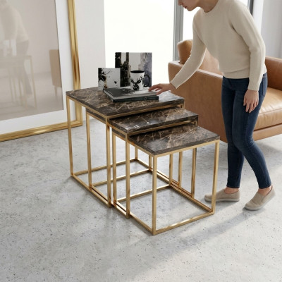 Roestvrijstalen bijzettafelset Designer salontafels Woonkamer inrichting