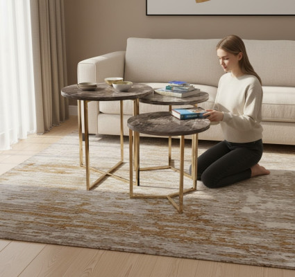 Ontwerper 3x Marmeren Bijzettafels Luxe Woonkamer Tafels Salontafels Tafel