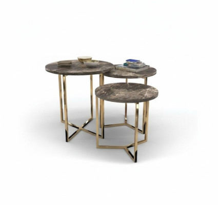 Ontwerper 3x Marmeren Bijzettafels Luxe Woonkamer Tafels Salontafels Tafel