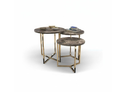 Ontwerper 3x Marmeren Bijzettafels Luxe Woonkamer Tafels Salontafels Tafel