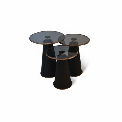 Moderne Zwarte Bijzettafel Set 3x Luxe Woonkamer Salontafels Nieuw