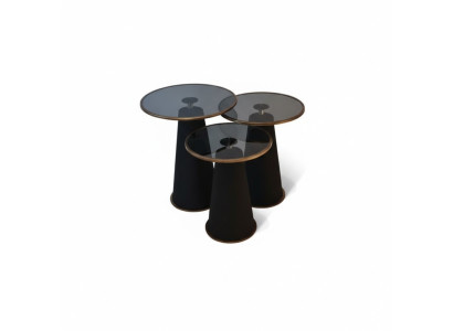 Moderne Zwarte Bijzettafel Set 3x Luxe Woonkamer Salontafels Nieuw