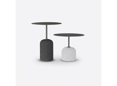Zwart-witte salontafel set Luxe 2x Ronde designer bijzettafels Tafel