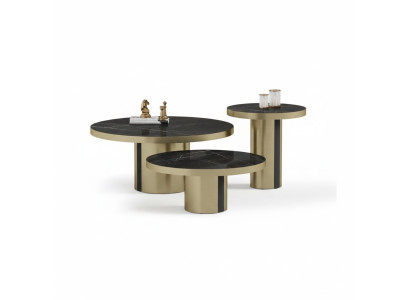 Luxe salontafelset 3x ronde tafels Moderne woonkamer bijzettafels Nieuw.