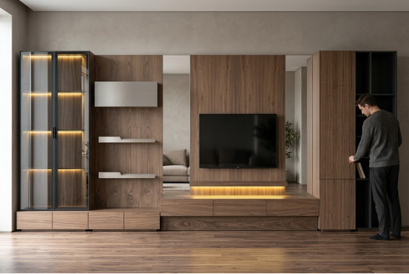 Woonkamer woonwand RTV Lowboard hout bruin meubels televisie nieuw xxl 530 cm Woonkamer woonwand RTV Lowboard hout bruin meubels televisie nieuw xxl 530 cm