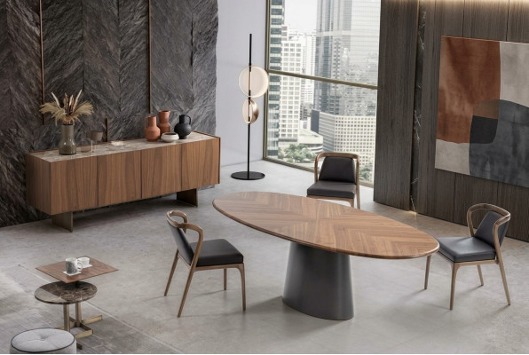 Luxe eetkamerset eettafel met moderne ontwerpen 6x stoelen met 2x salontafels