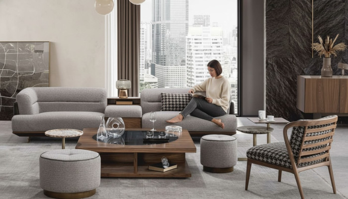 Luxe bank Grijs Woonkamer Bekleding Stof Driezitter Bank Banken Banken