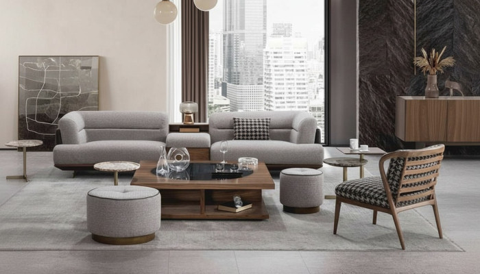 Luxe bank Grijs Woonkamer Bekleding Stof Driezitter Bank Banken Banken