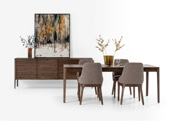 Eetkamer set Eethoek Bruin Eettafel 4x Stoelen met Dressoir Tafel
