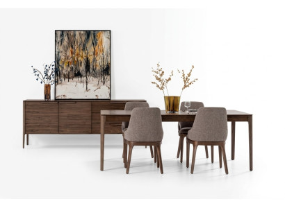 Eetkamer set Eethoek Bruin Eettafel 4x Stoelen met Dressoir Tafel
