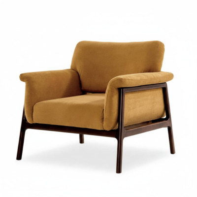 Fauteuil voor woonkamer Luxe Moderne Design Hout met textiel Lounge Club