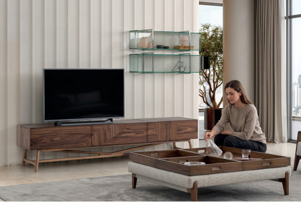 Woonkamer Tv-meubel met 2x wandplank Luxe design Sideboard Woonkamerwand Translation: Woonkamer TV-meubel met 2x wandplank Luxe design Sideboard Woonkamerwand