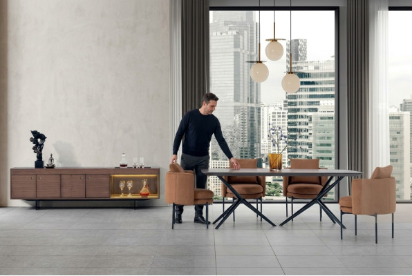 Eetkamer Modern Set Tafel 4x Stoelen Dressoir Luxe Designer Set