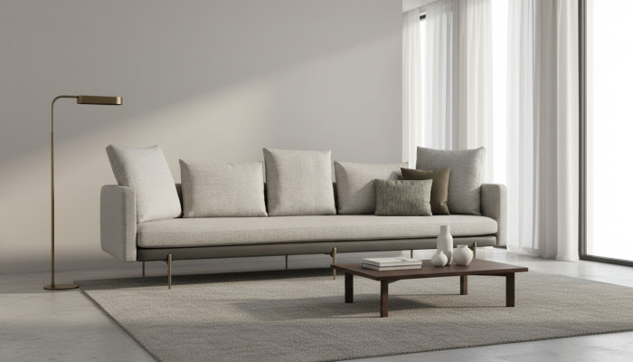 Luxus Sofa Grau Farbe Wohnzimmer Polster Textil 5 sitzer Couch Fünfsitzer