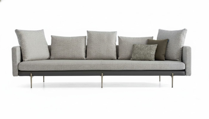 Luxus Sofa Grau Farbe Wohnzimmer Polster Textil 5 sitzer Couch Fünfsitzer