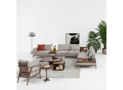 Woonkamer hoekbank L-vorm houten hoekbank bank banken luxe meubels