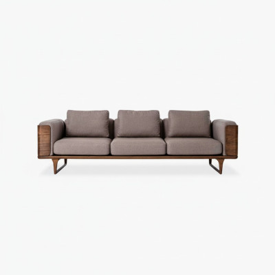 Luxe woonkamerbank modern design hout met textiel 270cm grote banken