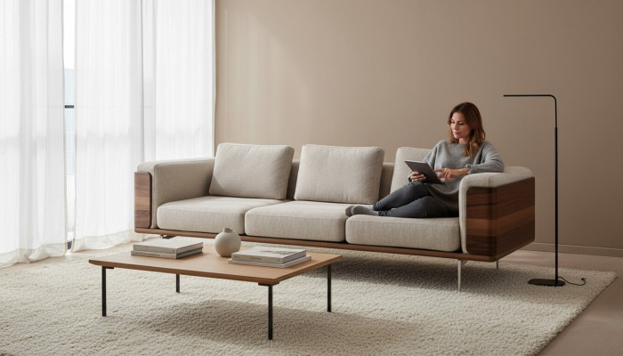 Bank voor woonkamer Luxe Modern Ontwerpen met Armleuningen Driepersoons Ontwerp
