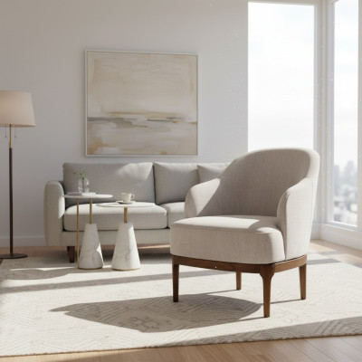 Luxe fauteuil voor woonkamer in grijze kleur, design lounge clubmeubels, eenpersoons.
