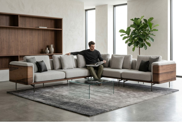 Woonkamer hoekbank L-vorm Hout Modern met luxueus ontwerp Hoekbank