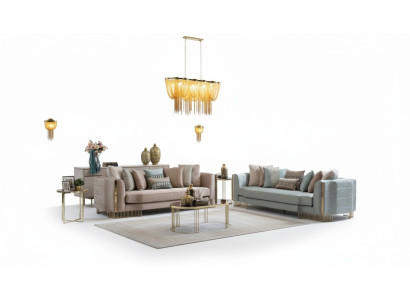 Stijlvolle bankstel 2x banken klassieke design meubels met armleuningen 4+3